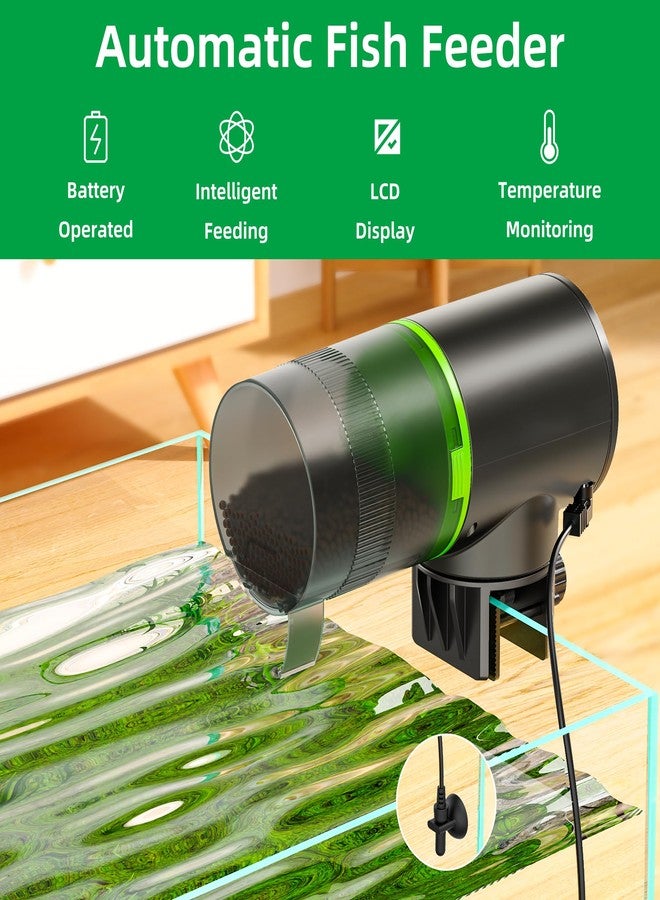 Aysoner Automatic Fish Feeder for Aquarium: Temperature Display Smart Fish Food Dispenser with Moisture-Proof for Betta Turtle Tank During Vacation - Image 2